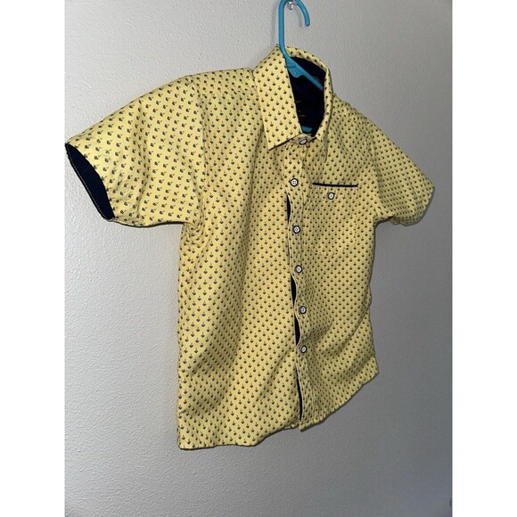 NWOT Boys Yellow Patterned Craft + Flow Button Up Dress Shirt Size 4 Small - Picture 4 of 13